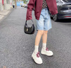 VOIC厚底牛皮小白鞋女鞋2025新款百搭運動休閑鞋增高系帶輕便系帶板鞋 酒紅色 36 曬單實拍圖