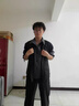 軒森圖（XUANSENTU）假兩件拼接領(lǐng)帶設計感襯衫男款早秋季感襯衣外套痞帥休閑西裝潮 LK80150夜幕黑升級+領(lǐng)帶 XL 130-150斤 曬單實(shí)拍圖