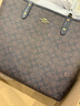 蔻馳（COACH）【品牌直供】女士CITY33大號雙面手提托特包胡桃木拼黑色CBQ38 曬單實(shí)拍圖