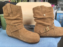熱風(fēng)女靴子磨砂皮復古短靴2025年冬季新款女士西部靴勃肯堆堆靴 曬單實(shí)拍圖