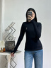 Teenie Weenie小熊女裝T恤2025秋季新款柔軟舒適小高領(lǐng)長(zhǎng)袖打底衫 黑色 S 曬單實(shí)拍圖