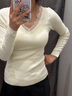 GOREMAN保暖蕾絲內衣女加絨加厚秋衣2025秋冬季新款打底衫帶胸墊上衣內搭 奶油色 L 建議100-120斤 曬單實(shí)拍圖