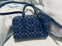 蔻馳（COACH）女士經(jīng)典標志丹寧布BOWERY SATCHEL24號手袋牛仔斜挎女包 LH/深藍色 混合色 曬單實(shí)拍圖
