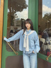 森馬森柔牛仔|商場同款牛仔襯衫女披肩氣質(zhì)秋季2025新款寬松襯衣 牛仔淺藍88101 M 曬單實拍圖