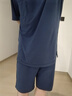 京東京造【10A抗菌】50支棉莫代爾涼感睡衣男睡衣短袖T恤家居服套裝黛藍M 曬單實拍圖