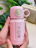 啟諾簡(jiǎn)約保溫杯女新款雙飲杯316不銹鋼大容量男生泡茶杯子帶蓋可喝水 粉色410ml+3D立體貼 曬單實(shí)拍圖