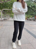 安踏女褲運動(dòng)褲子女士秋季透氣親膚舒適針織收口衛褲戶(hù)外運動(dòng)休閑長(cháng)褲 【棉感親膚-收口褲腳】黑色-1 L 女170 曬單實(shí)拍圖