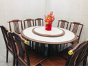 久偉家具烏金木餐桌椅組合新中式實(shí)木包邊巖板大圓桌簡(jiǎn)約家用帶電磁爐飯桌 1.5米一桌10椅（送轉盤(pán)） 曬單實(shí)拍圖