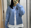 優(yōu)衣庫童裝女童souffle yarn舒芙蕾開(kāi)衫長(cháng)袖毛衣外套新款478173 62 粉藍色 160 曬單實(shí)拍圖