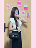 CharisKitty包包女款2025年輕奢鏈條斜挎包真皮菱格單肩包女包七夕情人節(jié)禮物 黑色 曬單實(shí)拍圖