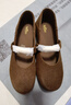 金利來(lái)（Goldlion）女鞋復古擦色牛反絨瑪麗珍鞋平底兩穿淺口單鞋女G656530305棕色38 曬單實(shí)拍圖