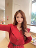 羅蒙（ROMON）韓版短上衣網(wǎng)紗半身裙兩件套裝秋冬季2025年新款女士V領連衣裙女 紅色 M 曬單實拍圖