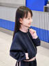 英氏（YEEHOO）女童套裝兒童外套褲子兩件套中大童裝運動(dòng)休閑時(shí)尚秋裝 深藍  130 曬單實(shí)拍圖
