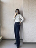 婭麗達(dá)鎖色闊腿牛仔褲女2025新款寬松遮肉秋季彈力慵懶直筒褲 深邃藍(lán)(B1)常規(guī)腰頭 29 曬單實(shí)拍圖