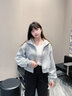 班尼路外套女開衫衛(wèi)衣女裝春秋冬新款休閑顯瘦短款上衣服連帽小個(gè)子女生 灰#純色 【高支柔綿】 XL 曬單實(shí)拍圖