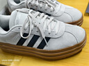 adidas「T頭鞋」VL COURT BOLD厚底增高休閑板鞋德訓鞋女阿迪達斯   淺灰色/黑色   38 曬單實拍圖