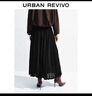 UR2026春季新款女裝簡(jiǎn)約氣質(zhì)休閑垂墜感百褶半裙UWB550002 黑色 M (M-L) 曬單實(shí)拍圖
