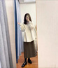 歐迪惠（Oudihui）2025年新款連衣裙秋冬女裝一整套毛呢外套顯瘦半身裙高級(jí)感三件套 米白外套+杏色內(nèi)搭+咖色半身裙 L 曬單實(shí)拍圖