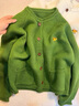 森馬（Semir）開(kāi)春復古綠色針織開(kāi)衫毛衣外套女2025秋季新款慵懶寬松風(fēng)軟糯上衣 綠色【版】 M 【建議90/105斤】 曬單實(shí)拍圖