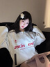 棉致美式拼色立領(lǐng)字母印花開衫外套女春秋季2025新款寬松休閑運動衛(wèi)衣 3046白灰色【高品質(zhì)42.5】 L 100-120斤 曬單實拍圖