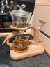 塔馳密司（TOUCH MISS）高端玻璃茶具整套家用大容量全自動(dòng)磁吸泡茶壺懶人泡茶神器套裝 木紋-喜上眉梢自動(dòng)觀山杯套裝 7頭 曬單實(shí)拍圖