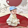 迪士尼（Disney）嬰兒衣服春秋季男孩寶寶中式古風(fēng)春節拜年百天周歲禮服小少爺唐裝 杏色中國結刺繡哈衣 適合22-27度 66cm 曬單實(shí)拍圖