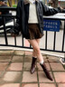 妙侶歐美西部復(fù)古牛仔靴中筒靴內(nèi)增高尖頭馬丁靴女短靴英倫風(fēng)長(zhǎng)筒靴子 棕色 中筒 現(xiàn)貨 單層 35 (225mm) 曬單實(shí)拍圖