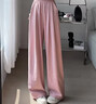 春夏新款女裝休閑褲寬松闊腿褲醋酸奶昔褲潮流顯瘦高級感 粉色 薄款 XL 曬單實(shí)拍圖
