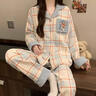 另約睡衣女秋冬季空氣棉夾層加厚保暖長(cháng)袖2026新款日系卡通家居服套裝 4404 藍貓格子 XL 曬單實(shí)拍圖