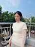 妃奧絨蕾絲打底衫女2025新款內搭網(wǎng)紗上衣白色秋季花邊半高領(lǐng)高級感紗衣 杏色 M 曬單實(shí)拍圖