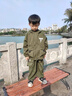 G.duck小黃鴨童裝男童工裝套裝春秋款1-10歲兒童衣服褲子休閑帥氣兩件套 軍綠色 100 cm 曬單實(shí)拍圖