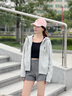 Teenie Weenie小熊女裝毛針織衫2025秋季新款簡(jiǎn)約休閑寬松連帽開(kāi)衫 中灰色 S 曬單實(shí)拍圖
