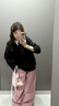 NICEBAD(原WORKSOUT)V翻領(lǐng)套頭毛衣寬松休閑簡(jiǎn)約cleanfit春秋男女 黑色 S 曬單實(shí)拍圖