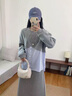 冶芷孕婦裝套裝春秋小眾新款韓版衛衣拼接條紋襯衫+半身裙休閑兩件套 孕婦裙灰色套裝【衛衣拼接襯衫+半身裙】 L 曬單實(shí)拍圖