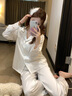 維多利亞睡衣女白月光高定水溶蕾絲花邊桑蠶絲長(cháng)袖家居服套裝禮盒 月光白 長(cháng)袖長(cháng)褲 高品質(zhì) 2XL 【建議體重140-160斤】 曬單實(shí)拍圖