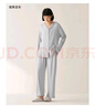 無印良品（MUJI）女式 柔軟針織 前開睡衣套裝 煙熏藍色 S-M 曬單實拍圖