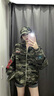 LDBE潮牌迷彩開(kāi)衫衛衣外套女春秋美式復古寬松拉鏈連帽上衣設計感小眾 圖片色 M 80-100斤 曬單實(shí)拍圖