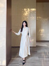 舒芳蝶（shufangdie）長(zhǎng)袖斜門襟連衣裙女裝2025秋季新款設(shè)計(jì)感今年流行漂亮收腰裙子潮 杏色 M 曬單實(shí)拍圖