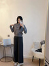 香影灰色套頭毛衣女2025冬季新款不對稱(chēng)翻領(lǐng)通勤含羊毛針織衫上衣 中灰 S 曬單實(shí)拍圖