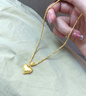 瑞諾黃金拉絲愛(ài)心吊墜女新款時(shí)尚999足金爆閃幻影珠項鏈鎖骨鏈送女友 精美包裝 曬單實(shí)拍圖