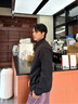 森馬（Semir）王安宇同款|外套男秋冬雙面絨感針織夾克保溫搖粒絨25新情侶上衣 黑色90001 【外層搖粒絨】 XL 曬單實(shí)拍圖