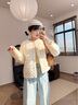 森馬（Semir）棉服女肌理菱格內搭寬松慵懶風(fēng)2025冬季新款抽繩輕薄棉衣百搭 奶白10536 M 曬單實(shí)拍圖