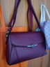 東選真皮質(zhì)感媽媽包新款女包百搭中年女單肩包手提斜挎包生日情人節 紫紅色 曬單實(shí)拍圖
