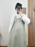革曼孕婦裝春秋背帶孕婦連衣裙2025新款小個(gè)子秋季裙子純棉套裝兩件套 綠色兩件套(春秋款) L(建議110-130斤) 曬單實(shí)拍圖