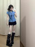 蝶嬌諾（DIEJIAONUO）連衣裙子女夏季2025新款女裝韓版學生學院風純欲辣妹收腰御姐氣質(zhì) 襯衣+褲裙（有腰帶） S 曬單實拍圖