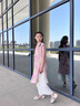 迪士尼（Disney）童裝漢服女童夏季套裝2025新款兒童唐裝中國風旗袍裙女孩套裝裙子 粉色 110 建議4~5歲（100-110cm） 曬單實拍圖