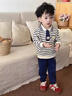 G.duck童裝春季兒童套裝領(lǐng)帶學(xué)院風(fēng)寶寶衣服春秋兒童衣服兩件套男童套裝 條紋 73 CM 曬單實(shí)拍圖