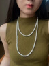 胖東來(lái)品質(zhì)天然淡水強光真珍珠長(cháng)款雙層項鏈時(shí)尚設計款疊戴中性風(fēng) 天然淡水珍珠白色(125厘米) 曬單實(shí)拍圖