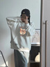 SPAO韓國同款可愛(ài)貓咪衛衣女連帽2025秋季新款休閑套頭衫SPWY25SL01LD 白#JSP文藝貓咪 M 曬單實(shí)拍圖