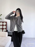 VEOX外套女2025秋季新款圓領(lǐng)針織衫短森女系精致女開(kāi)衫秋冬款百搭上衣 灰色 M 建議100-110 曬單實(shí)拍圖